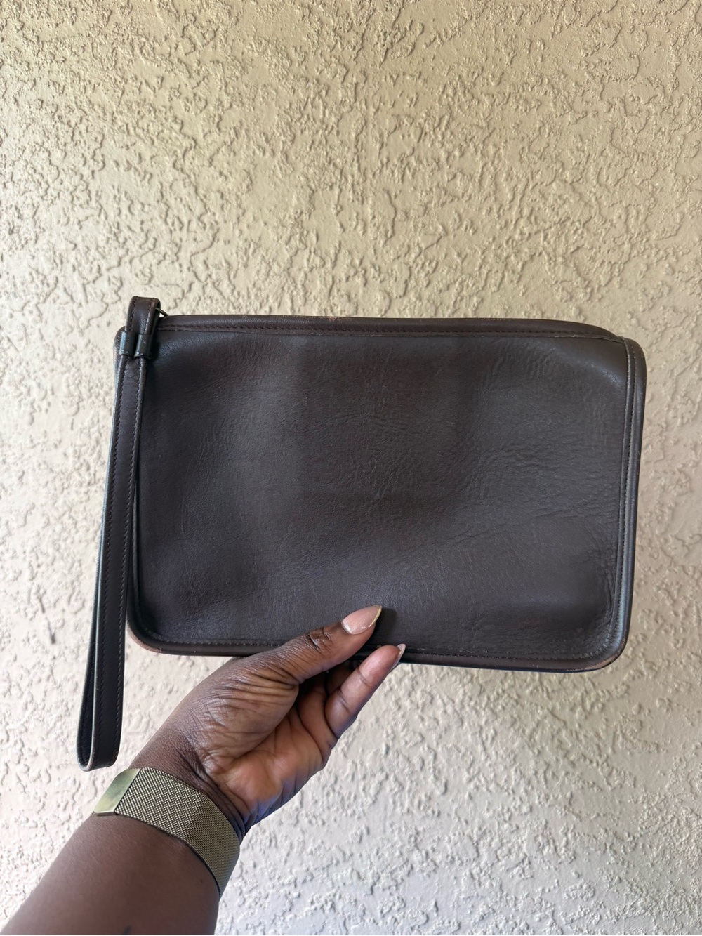 Coach 1997 Leather Wristlet Clutch - Dark Brown